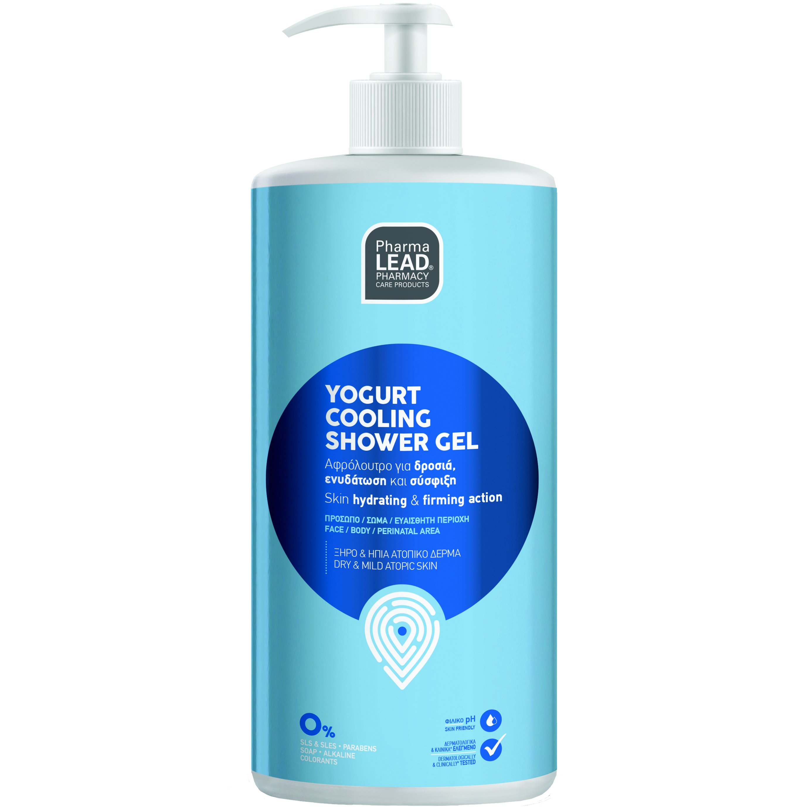 Pharmalead Yogurt Cooling Shower Gel Ενυδατικό Καθαριστικό Gel για Πρόσωπο, Σώμα & Ευαίσθητη Περιοχή για Ξηρές Επιδερμίδες 1Lt